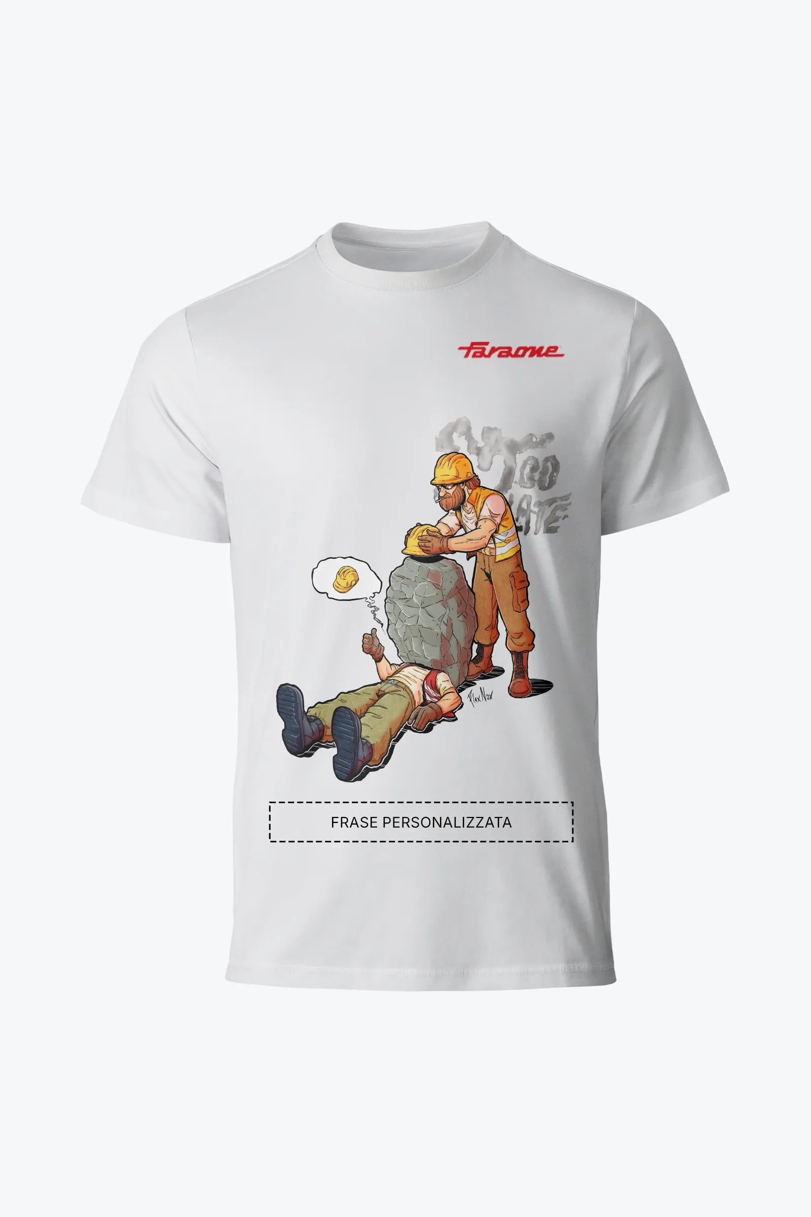 T-shirt cotone bianco TS01 Too Late Faraone collezione Safety at Work