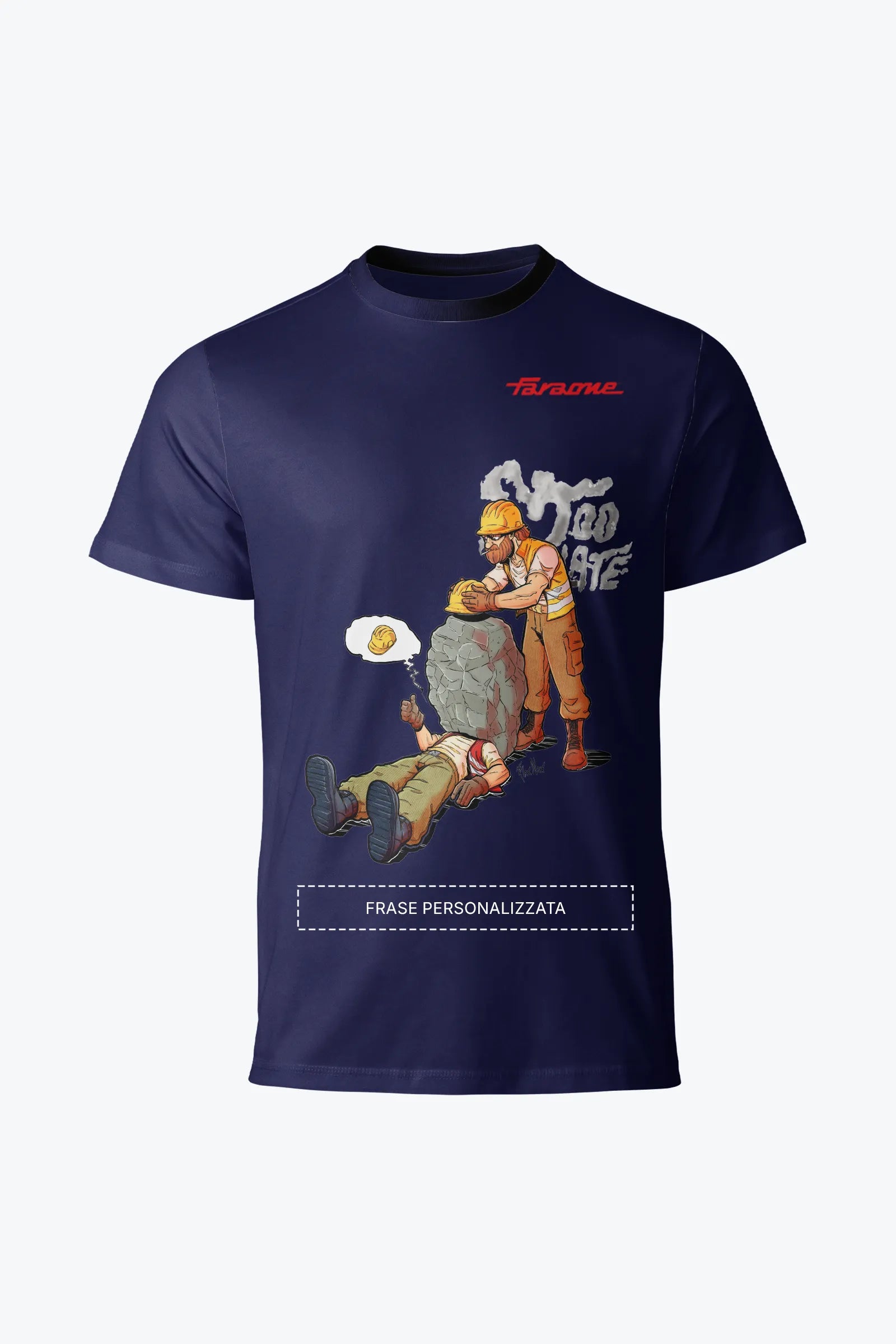 T-shirt cotone blu TS01 Too Late Faraone collezione Safety at Work