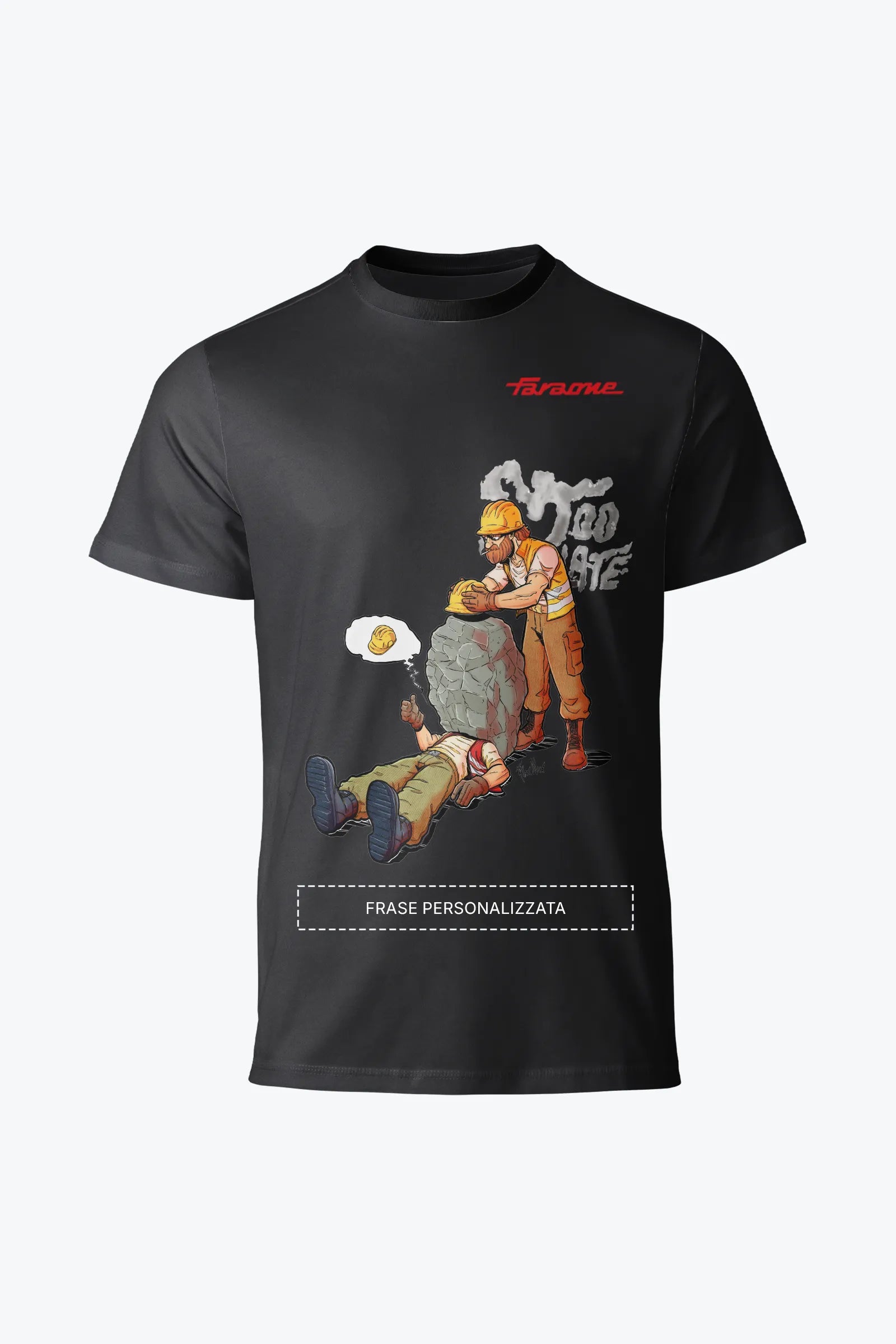 T-shirt cotone nero TS01 Too Late Faraone collezione Safety at Work