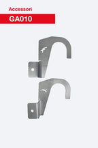 Coppia di ganci ART. GA010 per scale professionali in alluminio T.1, ST.2N e ST.3N, per migliorare stabilità e sicurezza. Componente originale Faraone.