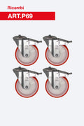 Kit 4 ruote con freno sicur stop ART. P69 per scale professionali in alluminio a castello MFTS. Ricambio originale Faraone.