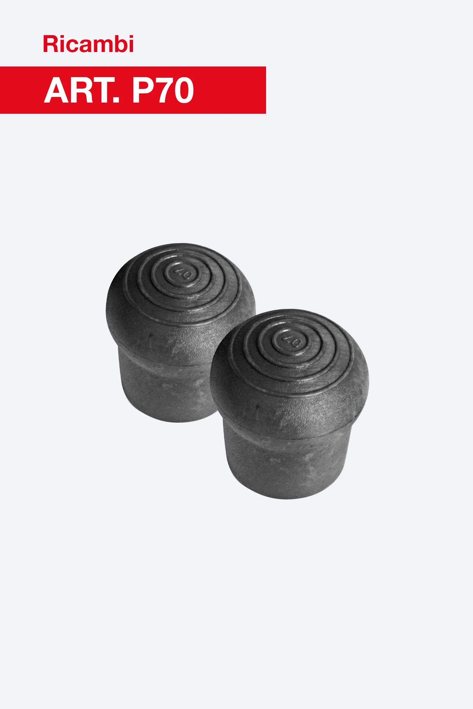 Coppia piedini antiscivolo in PVC a pera Ø 40 ART. P70 Faraone per scale professionali in alluminio MFTS, SMT, SM, PICK, PLS, SCR, SCRB e piattaforme di lavoro TCS