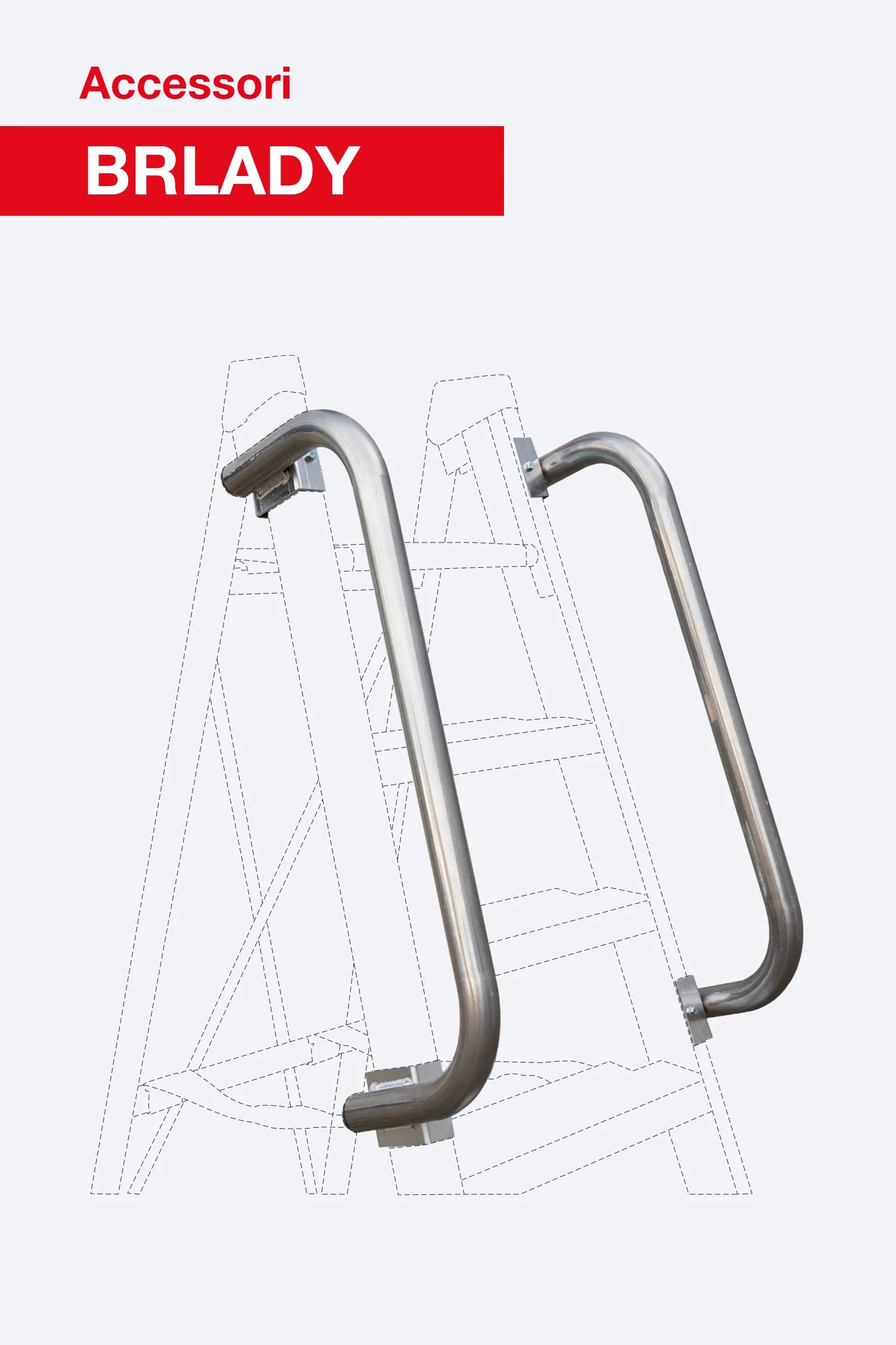 Coppia braccioli corti BRLADY Faraone per scale professionali Lady e Domus da 4 a 12 gradini