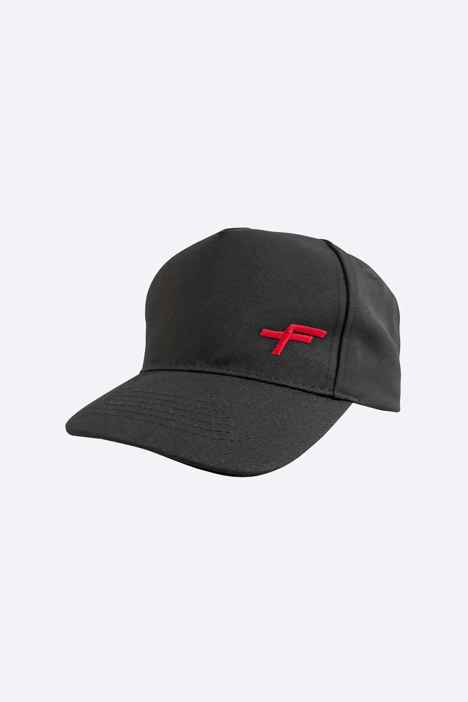 Cappello con visiera unisex nero Faraone con logo F rosso ricamato