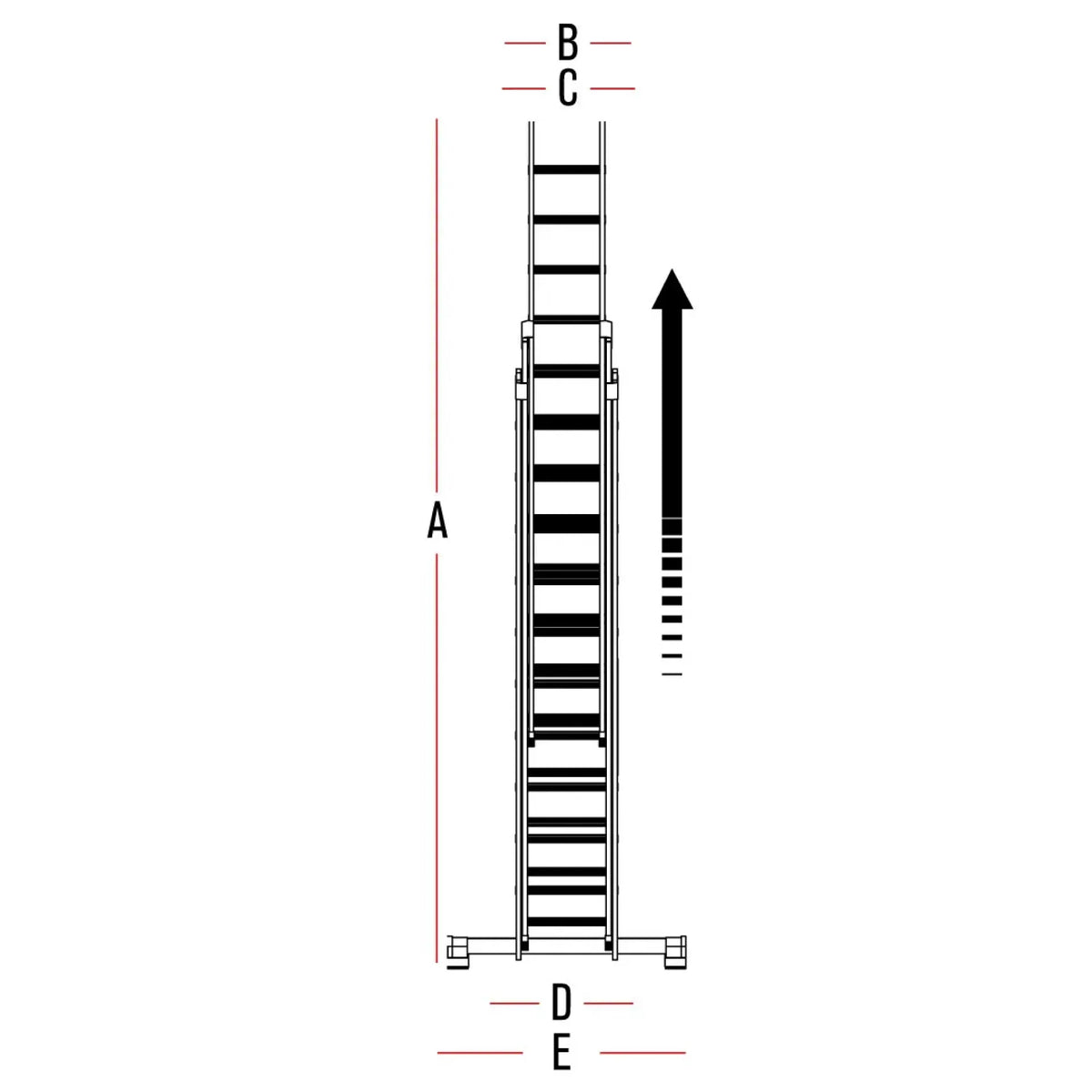 Immagine della scheda tecnica del prodotto 3CM - Scala professionale in alluminio a sfilo a corda in appoggio