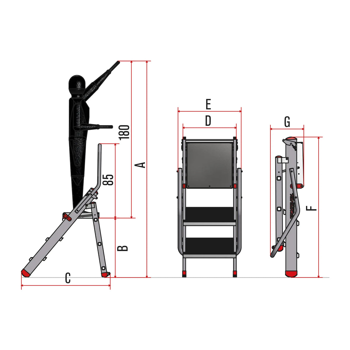 Immagine della scheda tecnica del prodotto CM – Sgabello professionale in alluminio a forbice