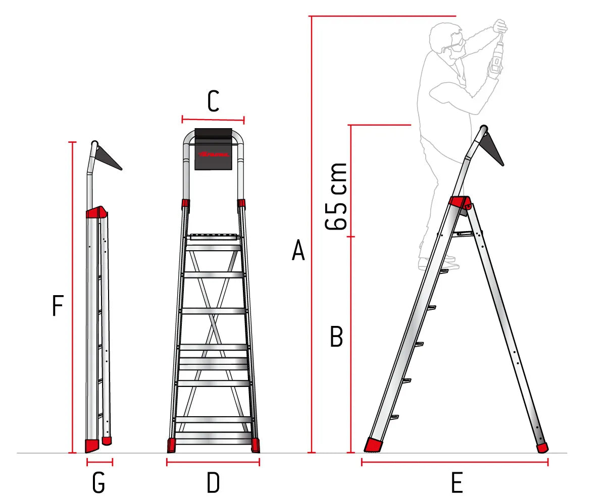 Immagine della scheda tecnica del prodotto DOMUS – Scala professionale in alluminio a forbice