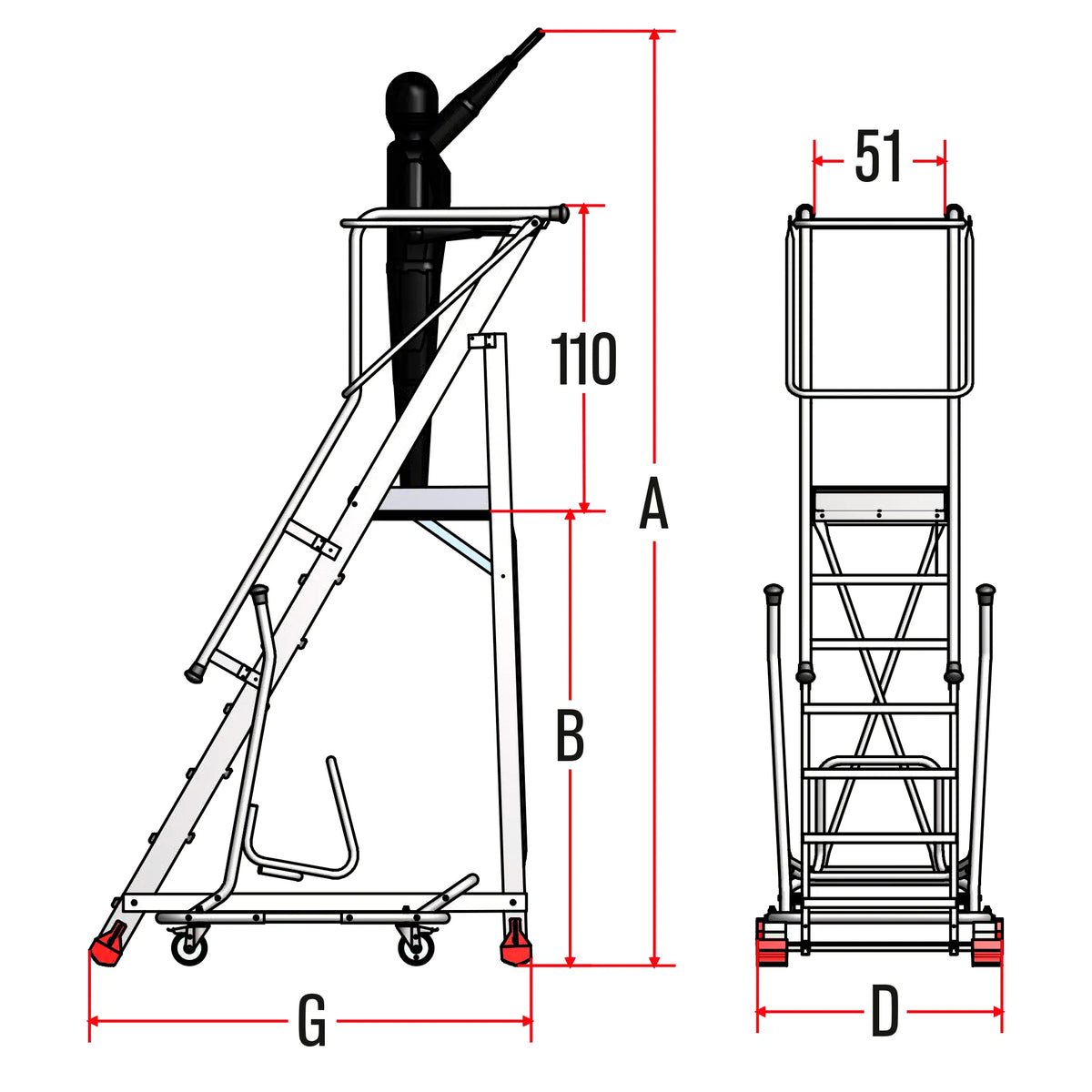 Immagine della scheda tecnica del prodotto MFTS – Scala professionale in alluminio a castello