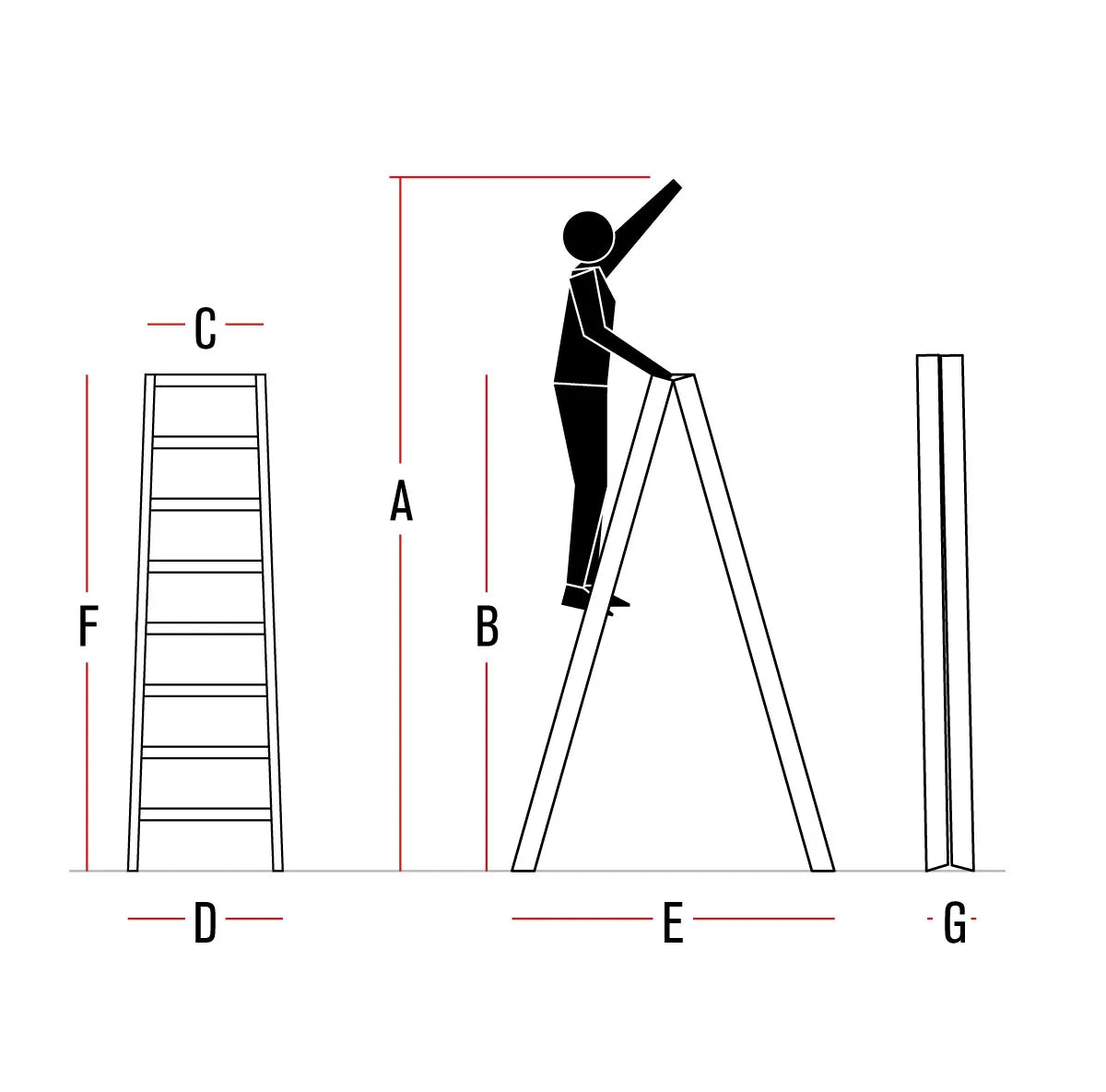 Immagine della scheda tecnica del prodotto ND – Scala professionale in alluminio a forbice a doppia salita