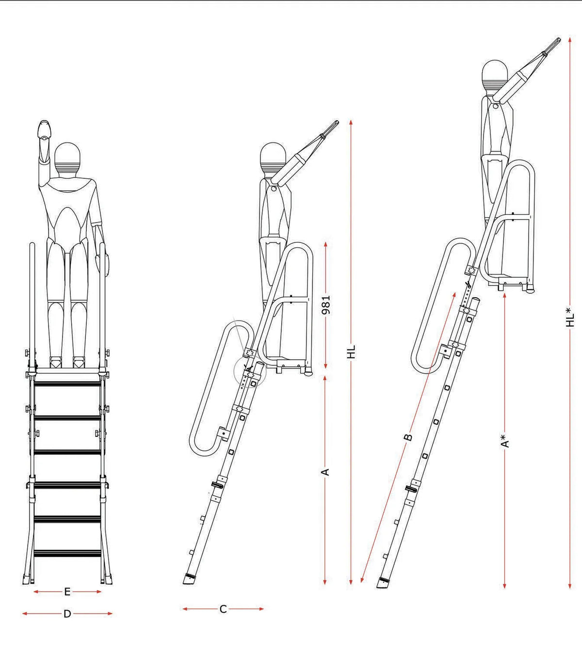 Immagine della scheda tecnica del prodotto SCRT – Scala professionale in alluminio singola in appoggio telescopica