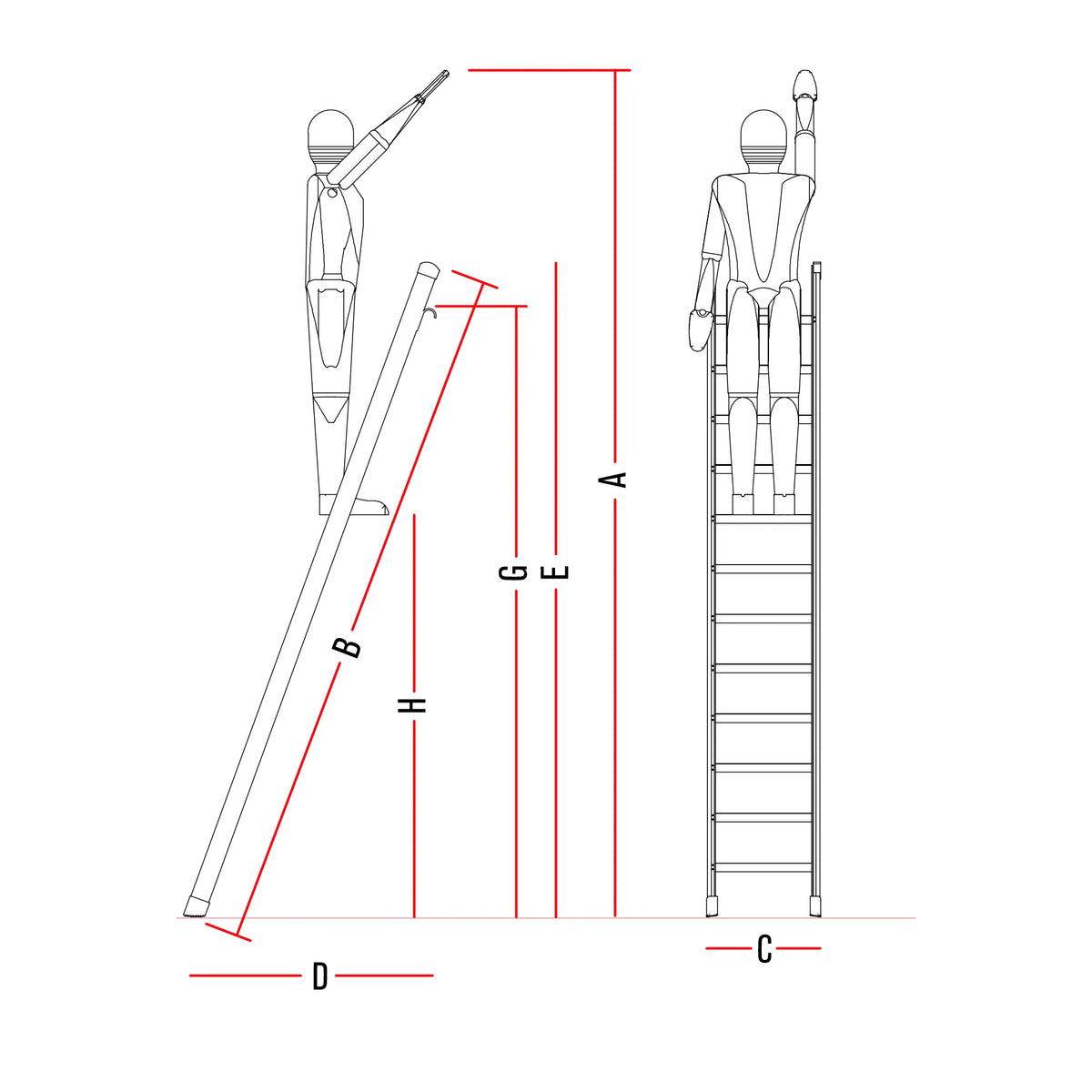 Immagine della scheda tecnica del prodotto SELLA - Scala professionale in alluminio singola in appoggio