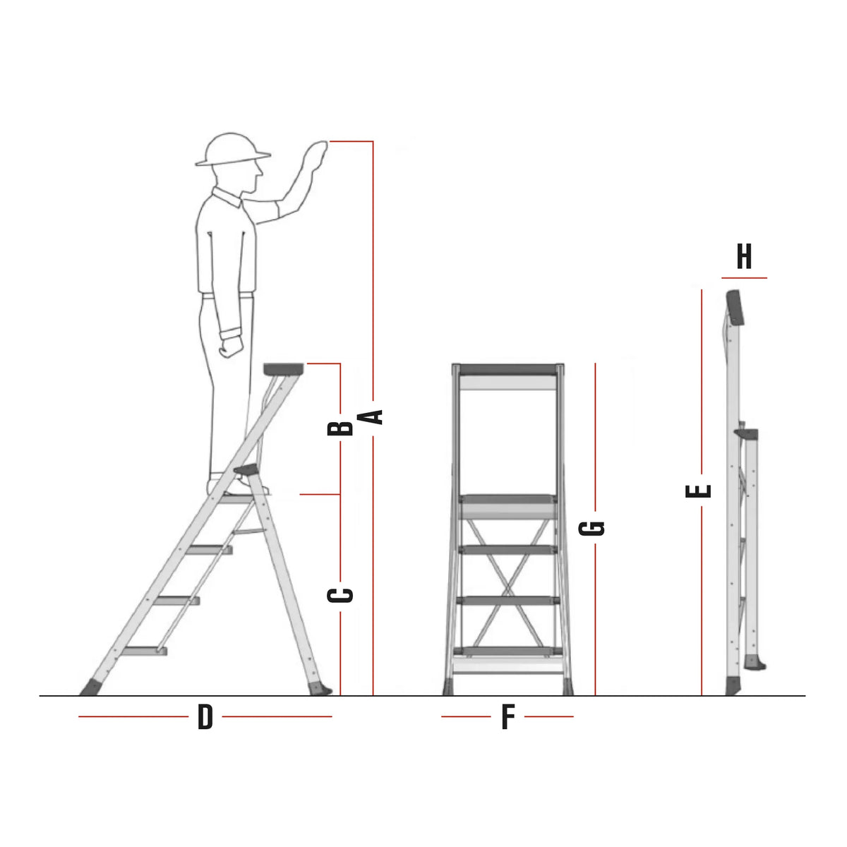 Immagine della scheda tecnica del prodotto SGP – Sgabello professionale in alluminio a forbice
