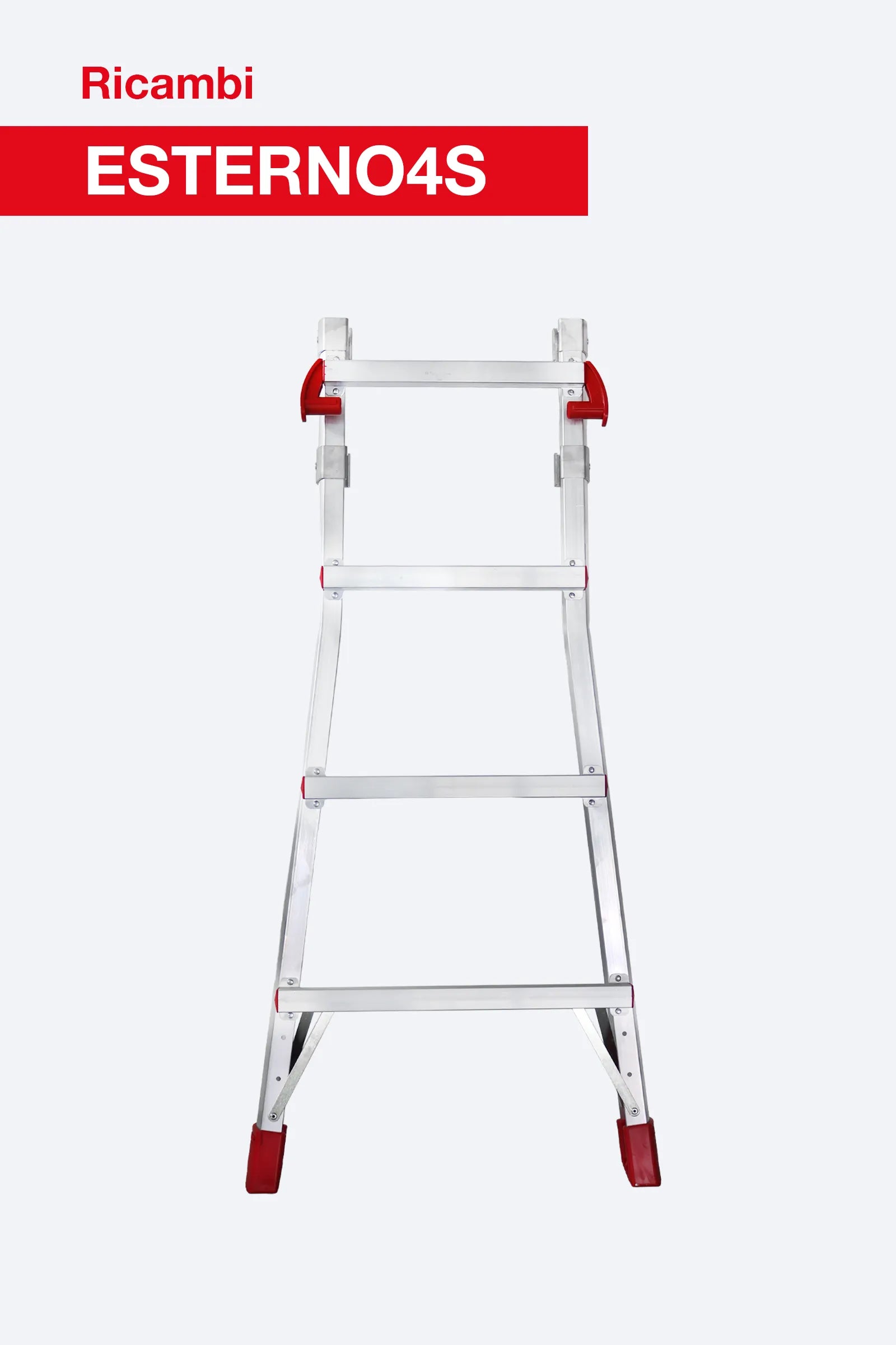 Elemento esterno ESTERNO4S per scala professionale in alluminio multiuso telescopica TELES.T4S con gradino chiodato. Ricambio strutturale originale Faraone.