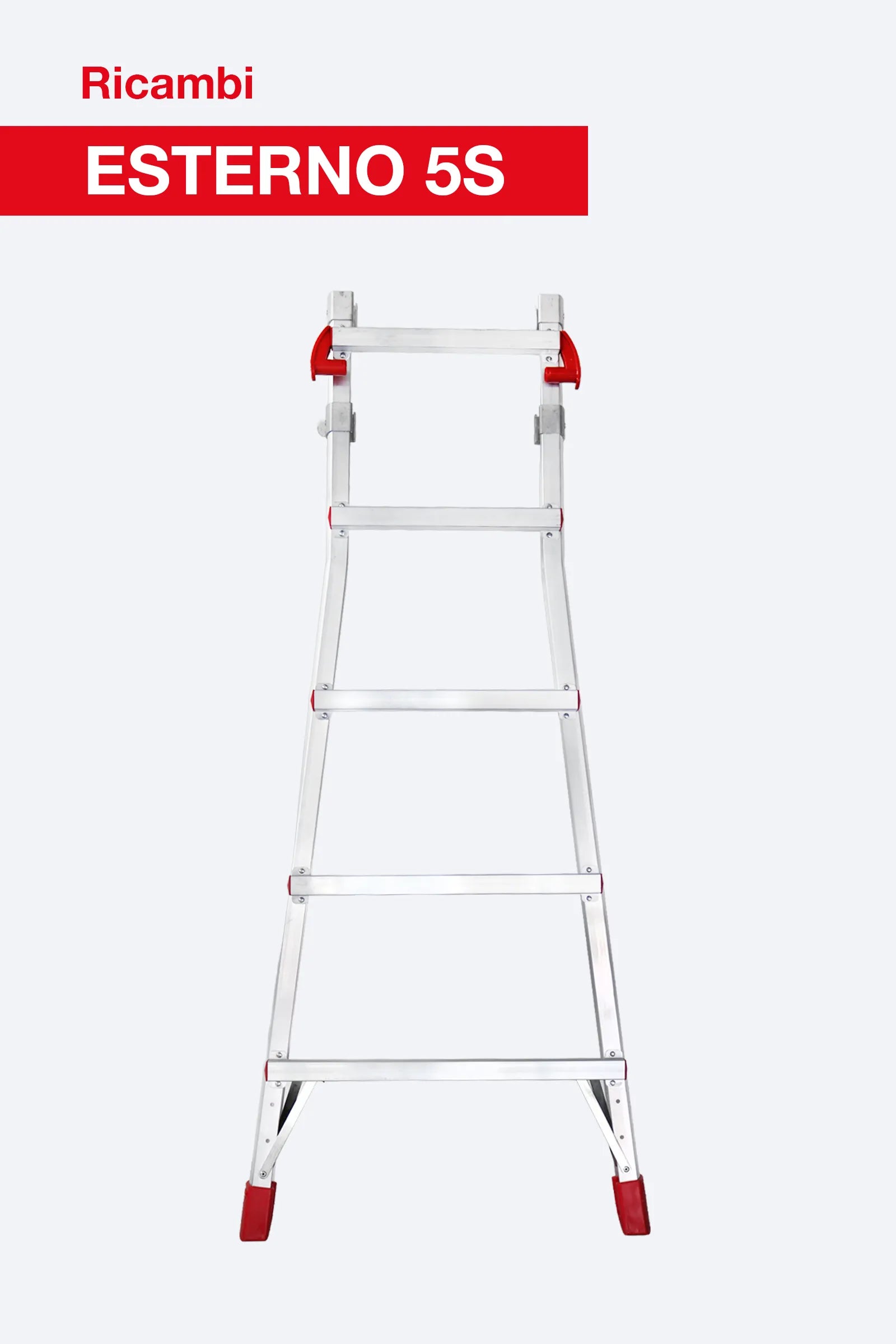 Elemento esterno ESTERNO5S per scala professionale in alluminio multiuso telescopica TELES.T5S con gradino chiodato. Ricambio originale Faraone.