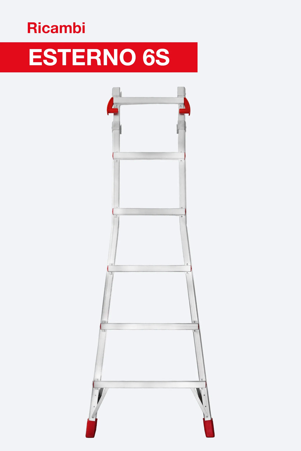 Elemento esterno ESTERNO6S per scala professionale in alluminio multiuso telescopica TELES.T6S con gradino chiodato. Ricambio originale Faraone.