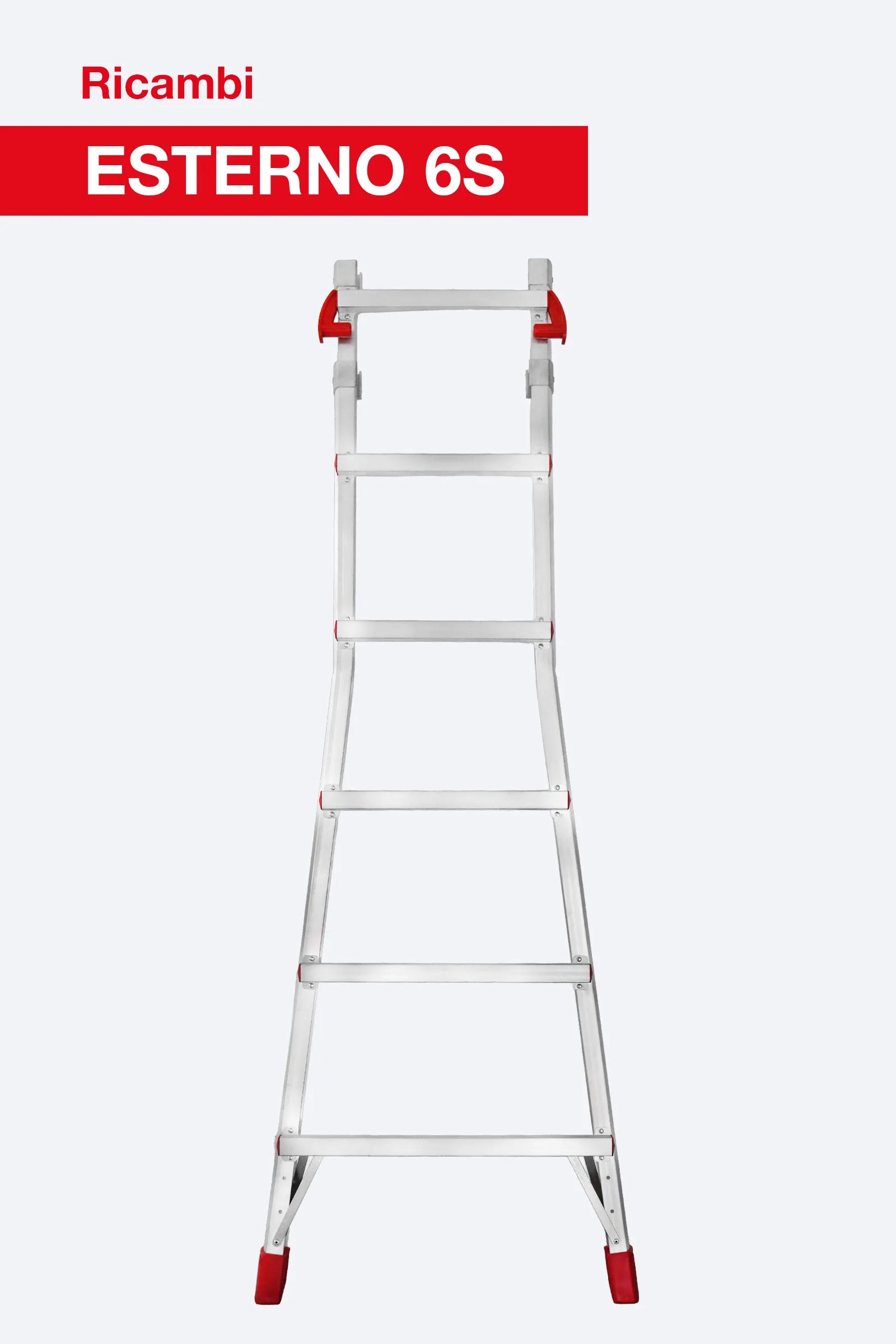 Elemento esterno ESTERNO6S per scala professionale in alluminio multiuso telescopica TELES.T6S con gradino chiodato. Ricambio originale Faraone.