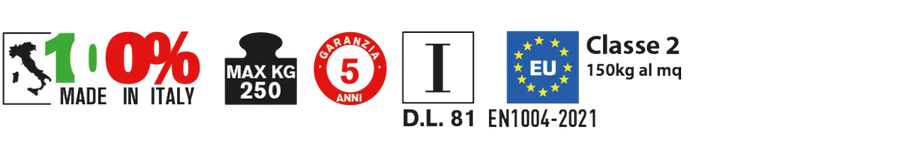 Pittogrammi tecnici e certificazioni del prodotto Rapido Super RS180 – Trabattello alluminio 100x180