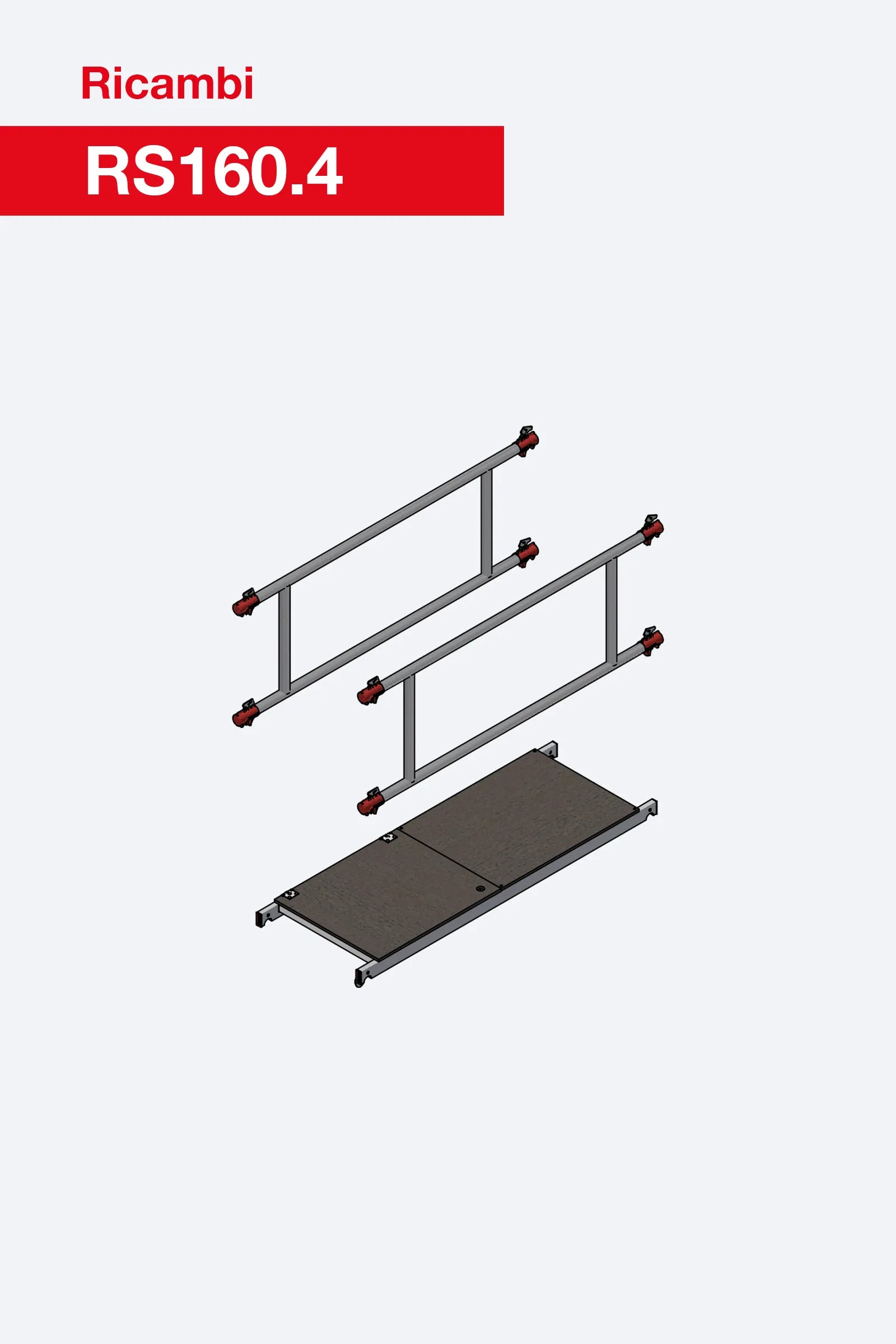 Modulo piano lavoro parapetti RS160.4 Faraone per trabattelli Rapido Super e Rapido Base 75×160