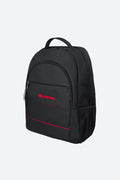 Zaino unisex nero Faraone con ricamo logo rosso sul pannello frontale